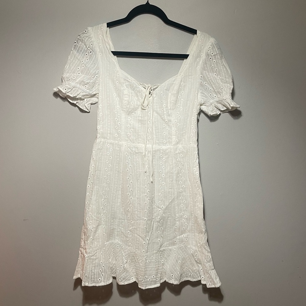 Eyelet Milkmaid Mini Dress